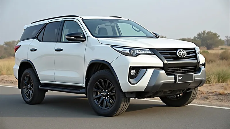 Toyota Fortuner white 7-seater SUV, 4WD, Karachi rental